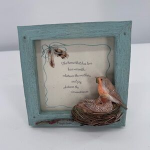 Marjolein Baskin Hallmark Framed‎ Artwork Green Bird in Nest Home Decor